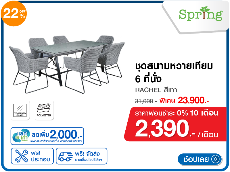 ชุดสนามหวายเทียม 6 ที่นั่ง SPRING