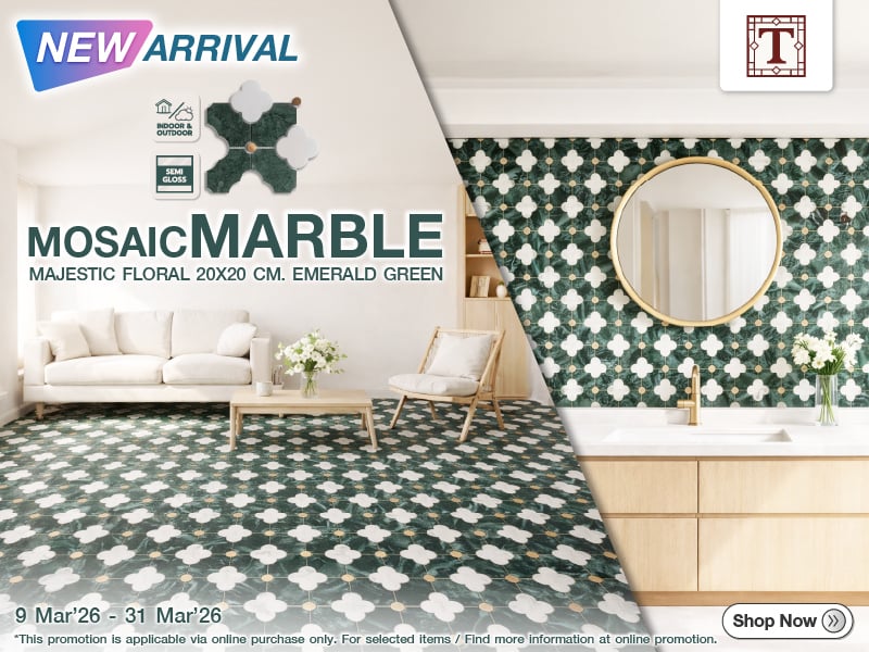 MOSAIC MARBLE MAJESTIC FLORAL 20X20 CM. EMERALD GREEN