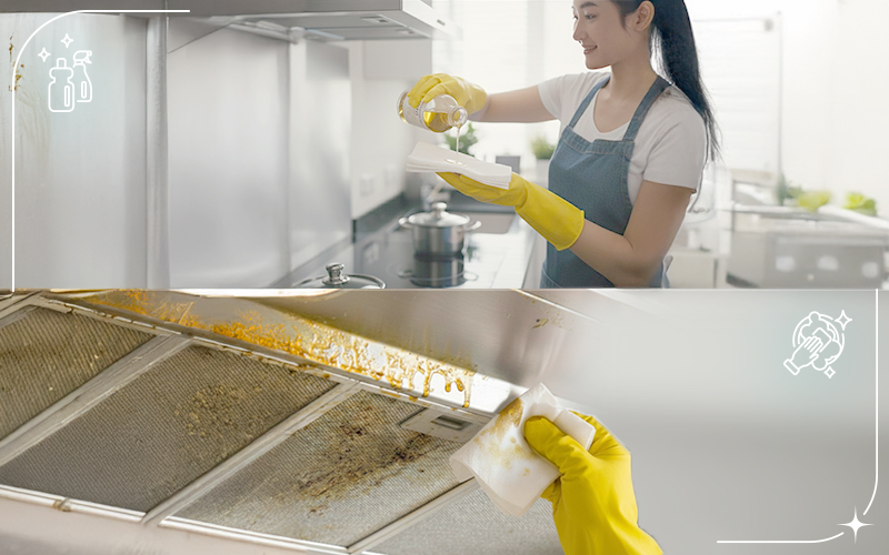 ขั้นตอนขจัดคราบมันบนฮู้ดดูดควัน