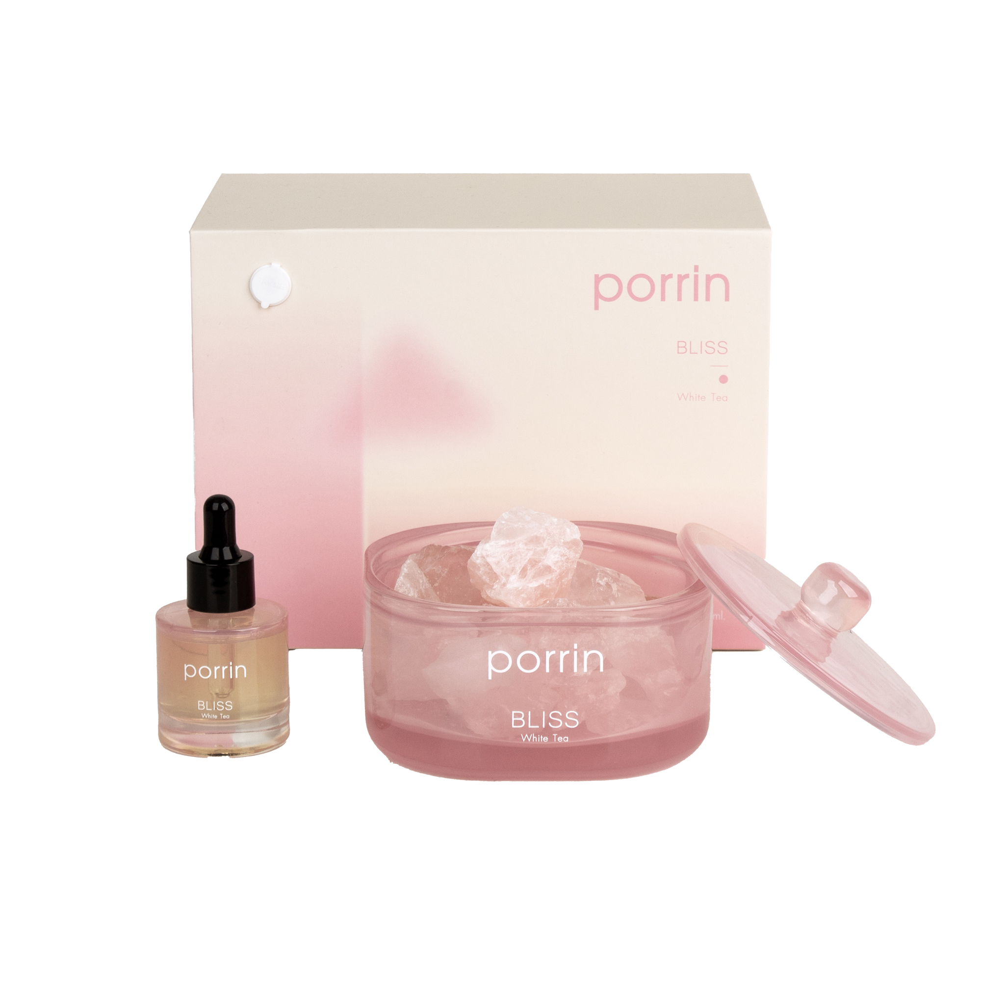 ชุดหินอโรม่าพร้อมน้ำหอม PORRIN MOOD OF THE DAY 500 กรัม + 30 มล. BLISS