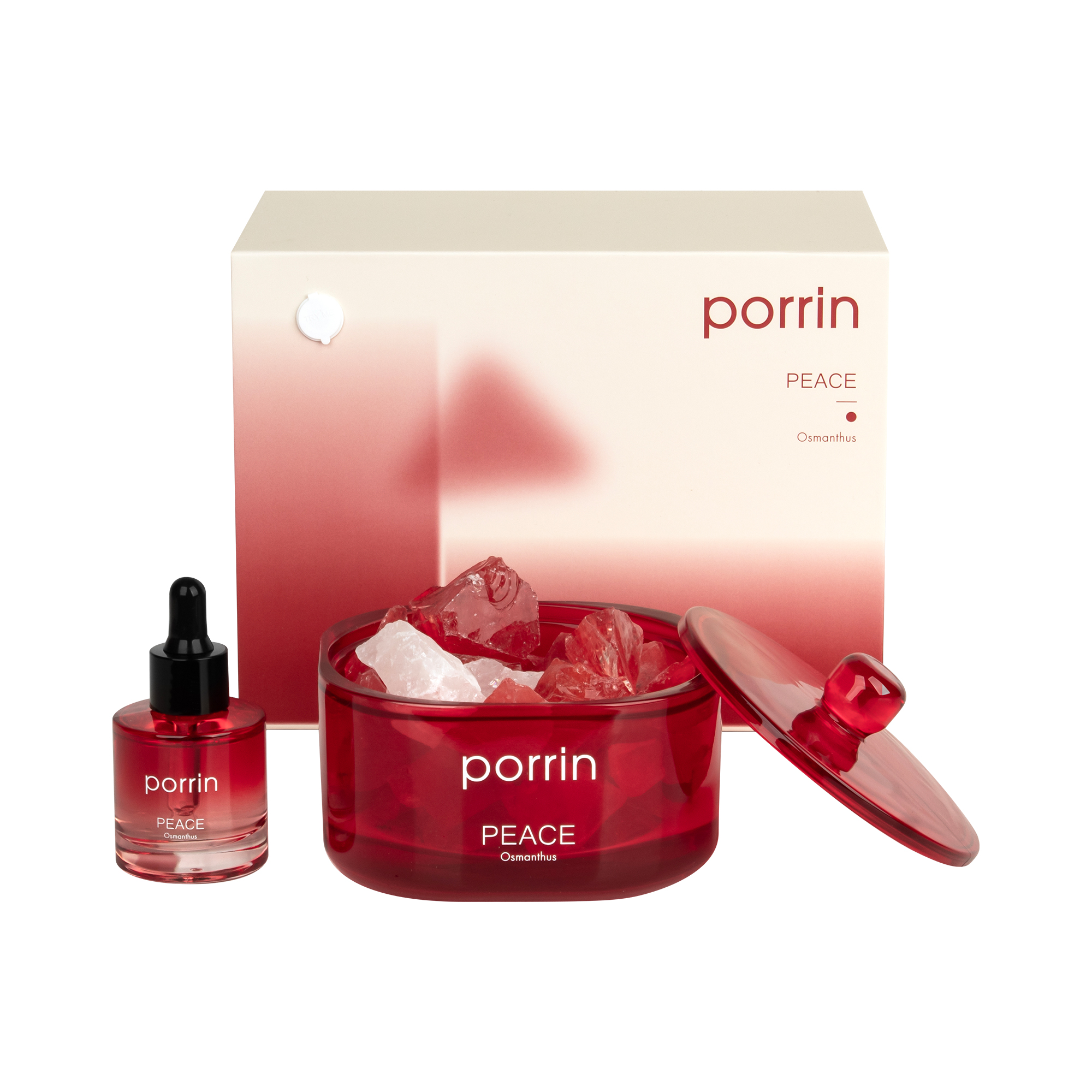ชุดหินอโรม่าพร้อมน้ำหอม PORRIN MOOD OF THE DAY 500 กรัม + 30 มล. PEACE