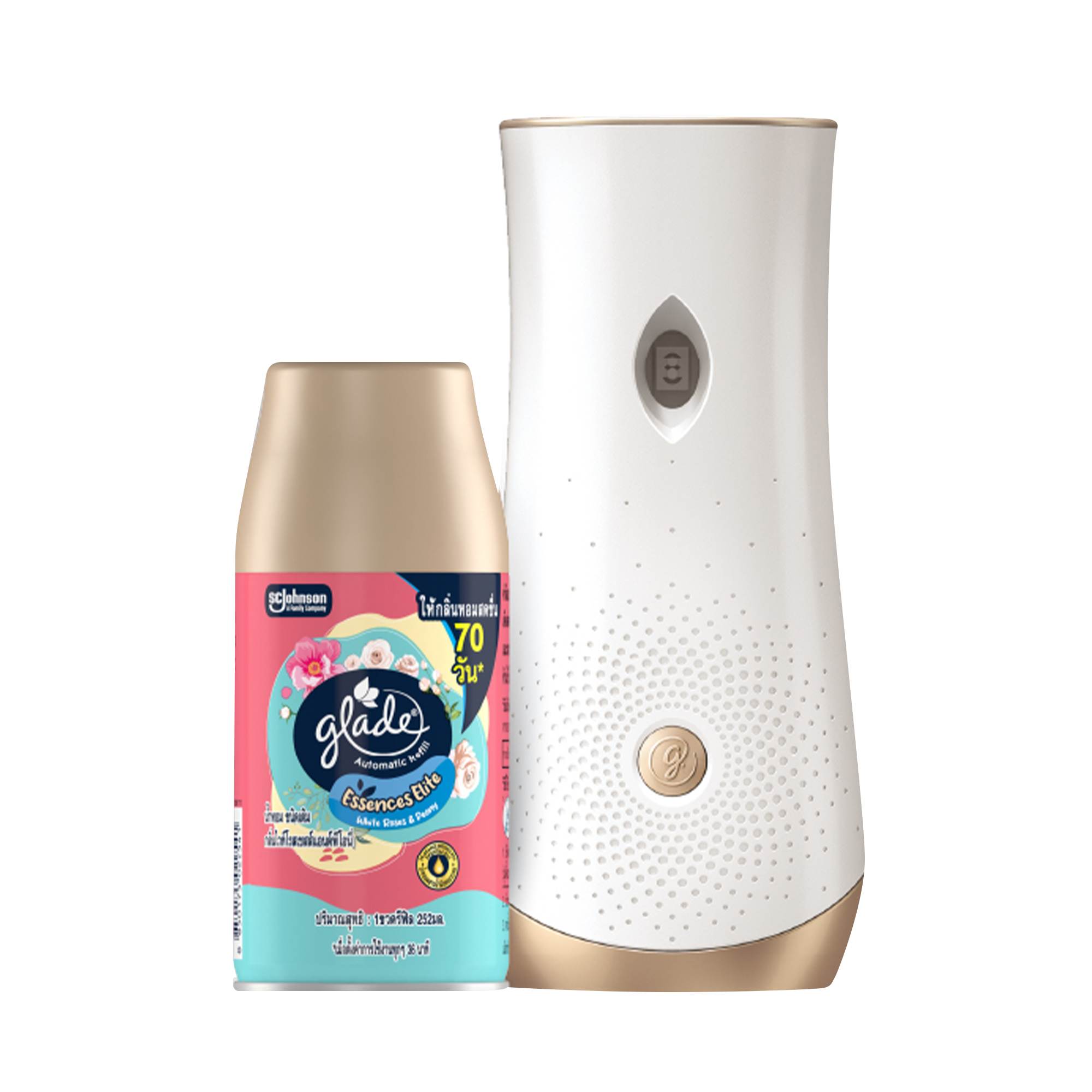 เครื่องพ่นสเปรย์พร้อมรีฟิล GLADE 252 มล. WHITE ROSES AND PEONY