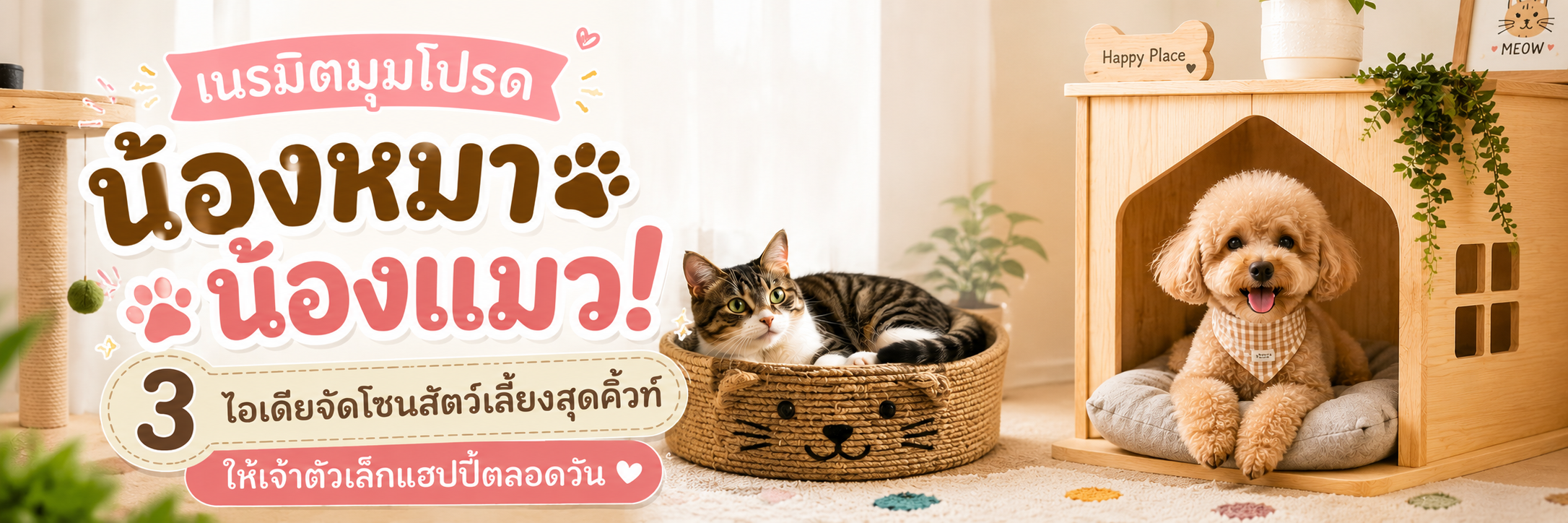 เนรมิตมุมโปรดน้องหมาน้องแมว! 3 ไอเดียจัดโซนสัตว์เลี้ยงสุดคิ้วท์ ให้เจ้าตัวเล็กแฮปปี้ตลอดวัน