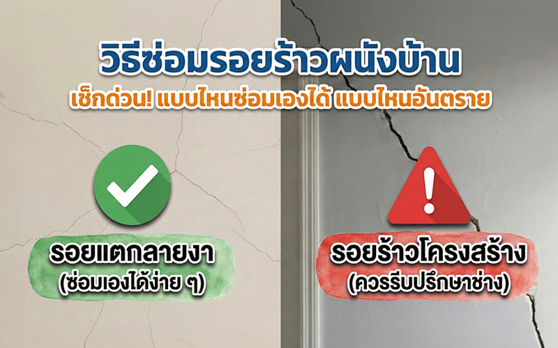 ภาพเปรียบเทียบรอยร้าวผนัง