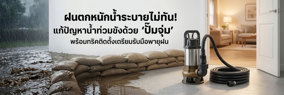 ฝนตกหนักน้ำระบายไม่ทัน! แก้ปัญหาน้ำท่วมขังด้วย 'ปั๊มจุ่ม' พร้อมทริคติดตั้งเตรียมรับมือพายุฝน