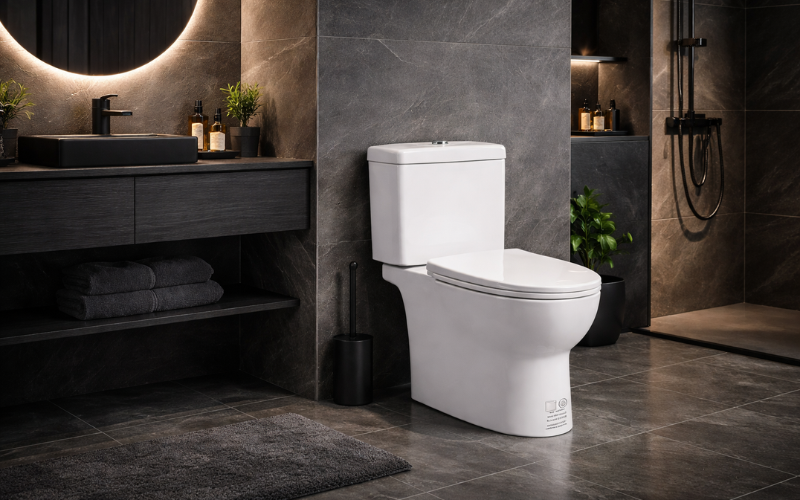 ชักโครกสองชิ้น Homepro สีขาว ในห้องน้ำสไตล์โมเดิร์น