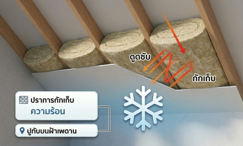 ตำแหน่งติดตั้งฉนวนกันความร้อนบนฝ้าเพดาน
