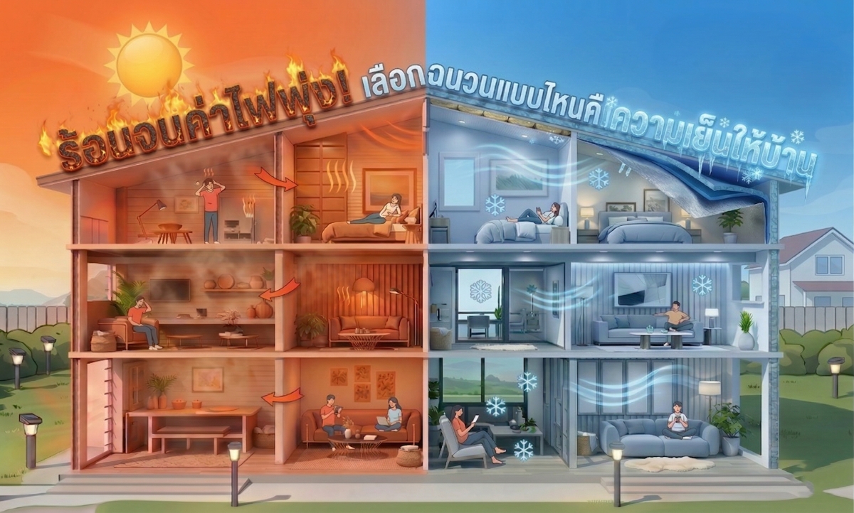 ร้อนจนค่าไฟพุ่ง! ทริคเลือก 'ฉนวนกันความร้อน' และ 'แผ่นสะท้อนความร้อน' คืนความเย็นให้บ้าน