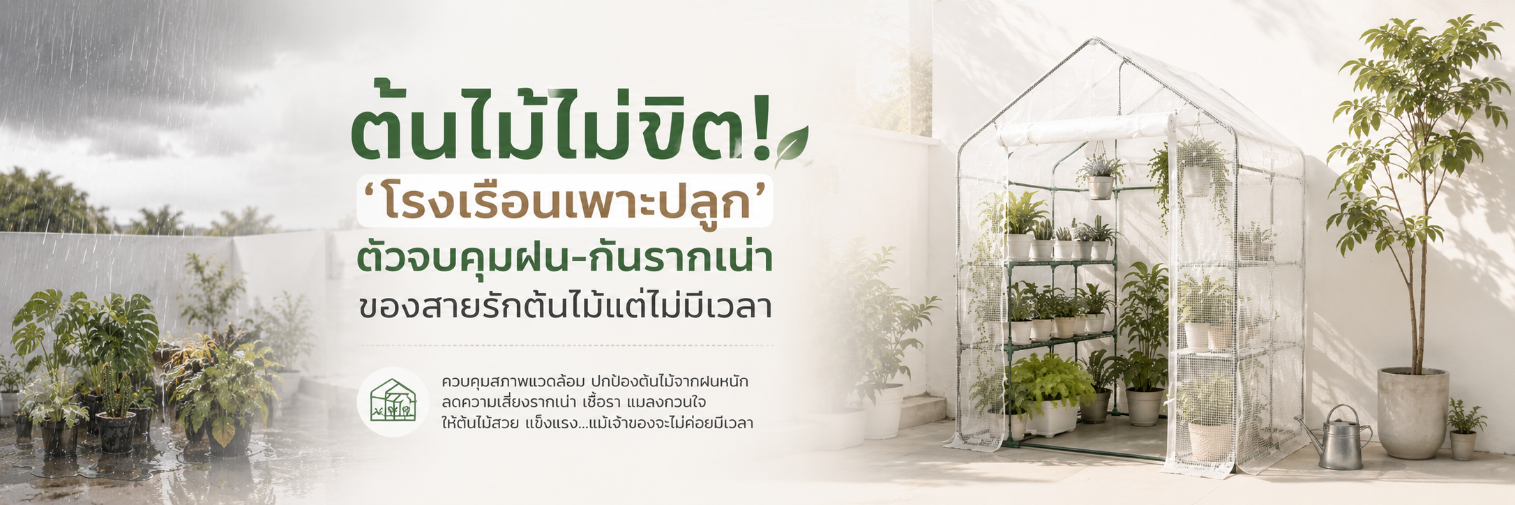 ต้นไม้ไม่ขิต! 'โรงเรือนเพาะปลูก' ตัวจบคุมฝน-กันรากเน่า ของสายรักต้นไม้แต่ไม่มีเวลา