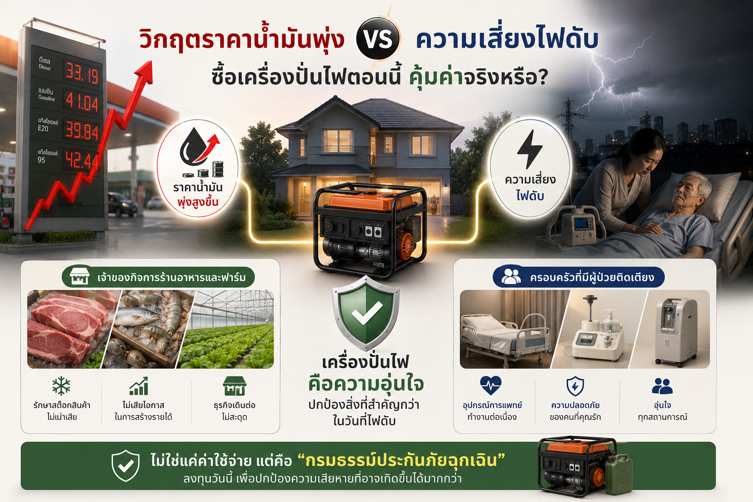 น้ำมันแพง ควรซื้อเครื่องปั่นไฟไหม
