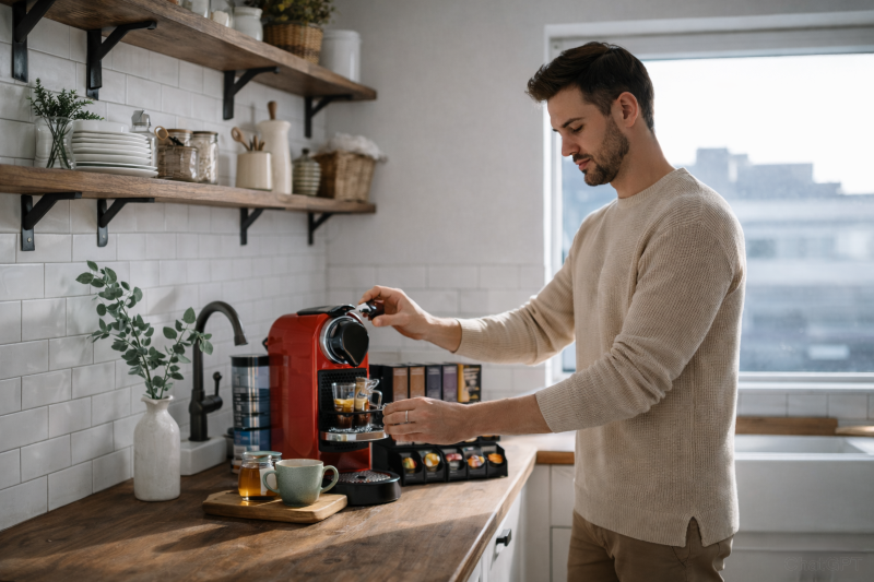 ชงด้วยเครื่องกาแฟแคปซูล