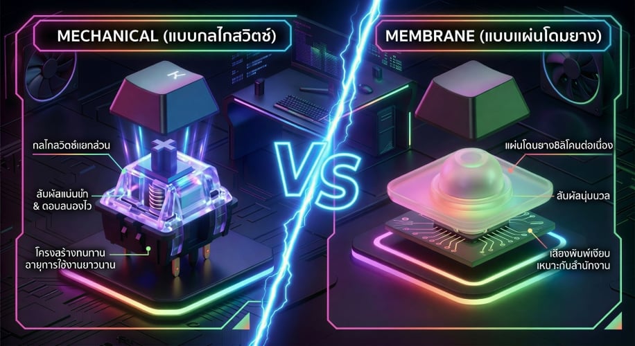 เปรียบเทียบกลไก คีย์บอร์ด Mechanical vs Membrane ต่างกันอย่างไร พร้อมแนะนำ คีย์บอร์ดคอมพิวเตอร์ สำหรับคนทำงาน