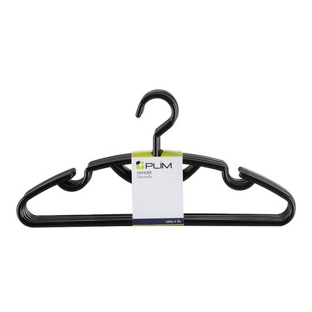CLOTHES HANGER PLIM H022-B BLACK PACK6