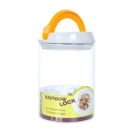 CANISTER GLASS RAINBOW LOCK 1L ORANGE