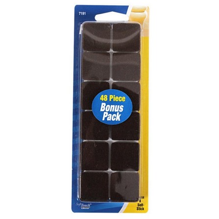 SQUARE FELT PAD SOFT TOUCH 1” BROWN 48PCS