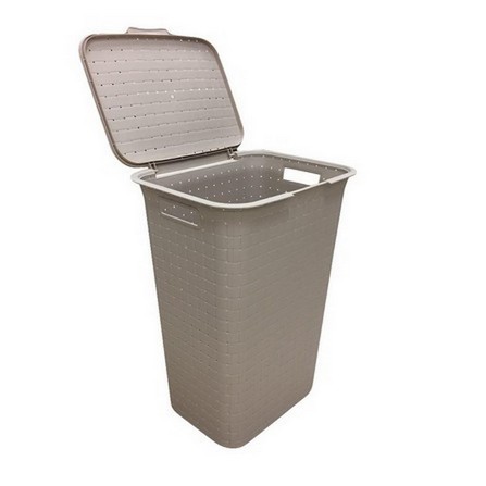 ROPE LAUNDRY BOX CORAL WITH LID GREY