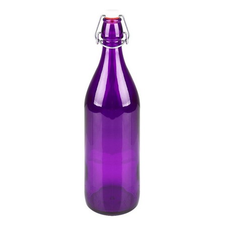 BORMIOLI WATER BOTTLE GLASS LOCK 1L PURPLE