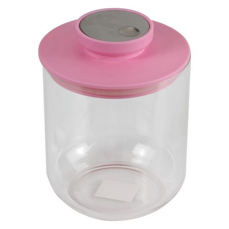 PASTEL CANISTER GLASS WITH PULL LID 0.75L PINK