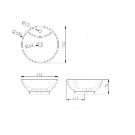 WASHBASIN ABOVE COUNTER SPINEL WB2021 WH