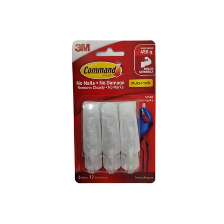 COMMAND UTILITY HOOK  6PCS SML17002 WH