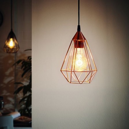 CHANDELIER 94193 TARBES PENDANT EGLO STEEL/PLASTIC BLACK/COPPER BULBS NOT INCLUDED