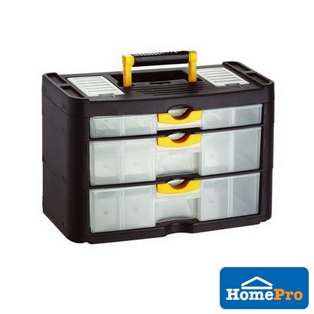 HOMEPRO HUALEI STORAGE BOX 3 DRAWERS PLASTIC HL3079-C W40XD20XH28.5 CM BLACK-CLEAR