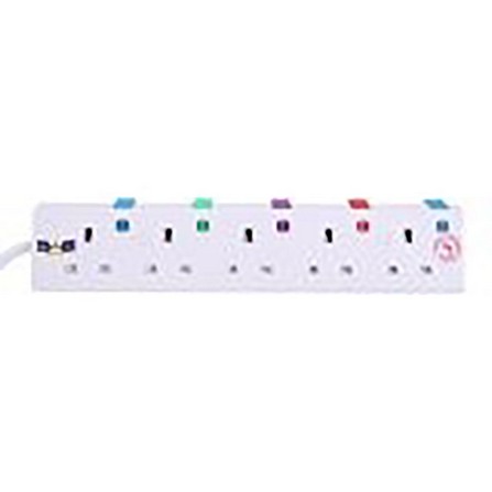 NNE TRAILING SOCKET WITH NEON & SURGE PROTECTOR 6 GANGS 2268/N6/S 3 METERS