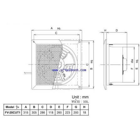 PANASONIC CEILING VENTILATION FAN FV-20CUT1P 8INCH 25WATT 1207RPM