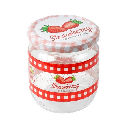 CANISTER GLASS 0.42L STRAWBERRY