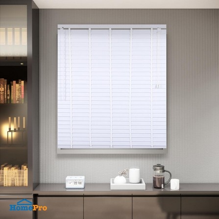 PVC SUN STRIP BLIND HOME LIVING STYLE FAUX WOOD 120X130CM WHITE