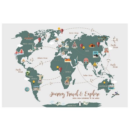 FOLDING TABLE FURDINI WORLD MAP GREY
