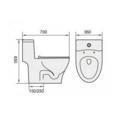 LIVINOX 1P TOILET LWC-1039-250 3/6L WHITE