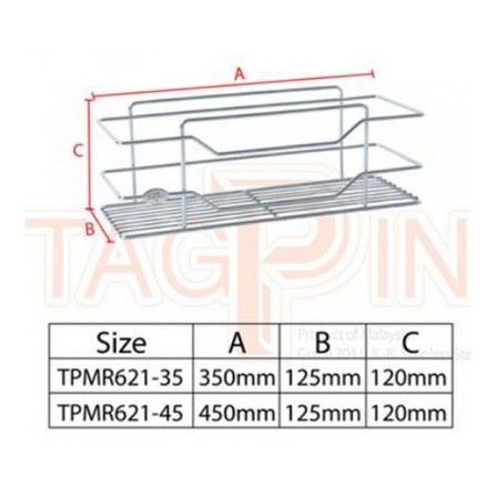 TAGPIN BATH RACK TPMR 621-45 STAINLESS STEEL (H12XW45XD12.50 CM)