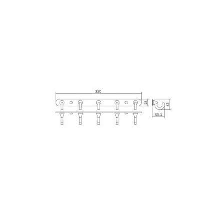CABANA TOWEL HOOK 5 HOOKS CB8002-5 W35XD3.7XH6.5 CM SILVER