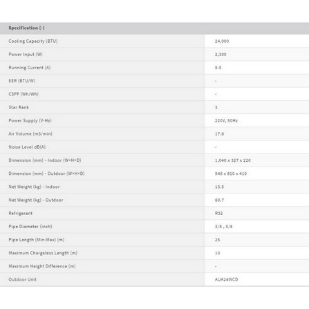 SHARP AIR CONDITIONER STANDARD AH-A24WCD 2.5HP