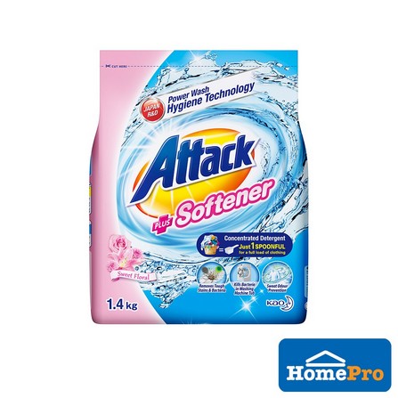ATTACK POWDER DETERGENT PLUS SOFTENER 1.4KG SWEET FLORAL