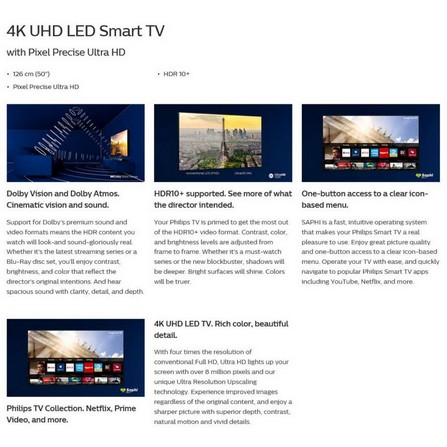 PHILIPS 50" 4K UHD LED SMART TV 50PUT6604/68