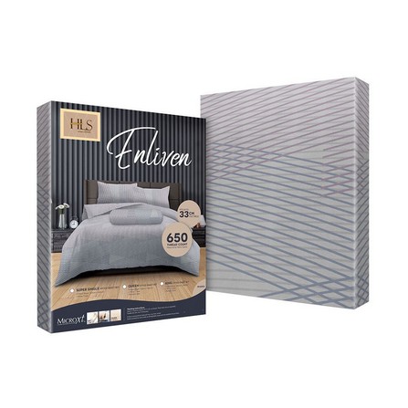 HOMEPRO HLS BEDSHEET SET 4PCS ENLIVEN2 MICROFIBER 100GSM 650TC QUEEN GREY