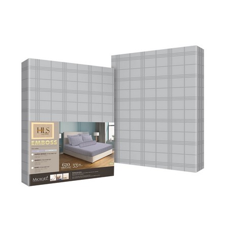 HOMEPRO HLS BEDSHEET SET 4PCS EMBOSS4 MICROFIBER 85GSM 620TC KING LIGHTGREY