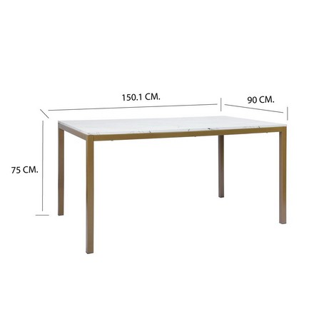 DINING TABLE MARBLE W150XD90XH75 CM WHITEGOLD