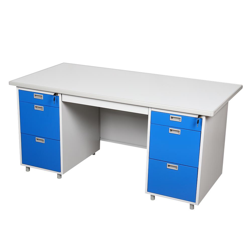 โต๊ะทำงานเหล็ก LUCKY WORLD DL-52-33-RG 159.5 ซม. สีน้ำเงิน