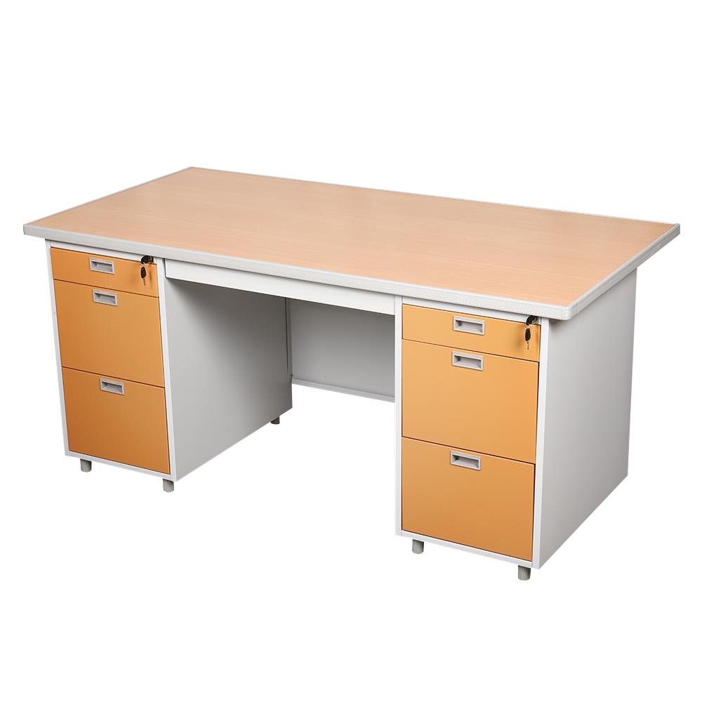 โต๊ะทำงานเหล็ก LUCKY WORLD DP-52-33-EG 159.5 ซม. สีน้ำตาล