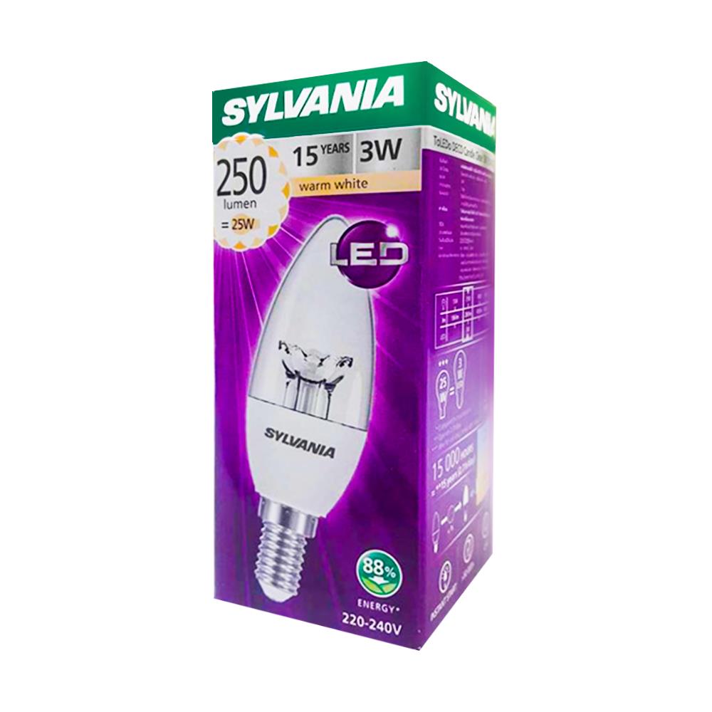 หลอด LED SYLVANIA TOLEDO DECO CANDLE CLEAR 3 วัตต์ E14 WARMWHITE
