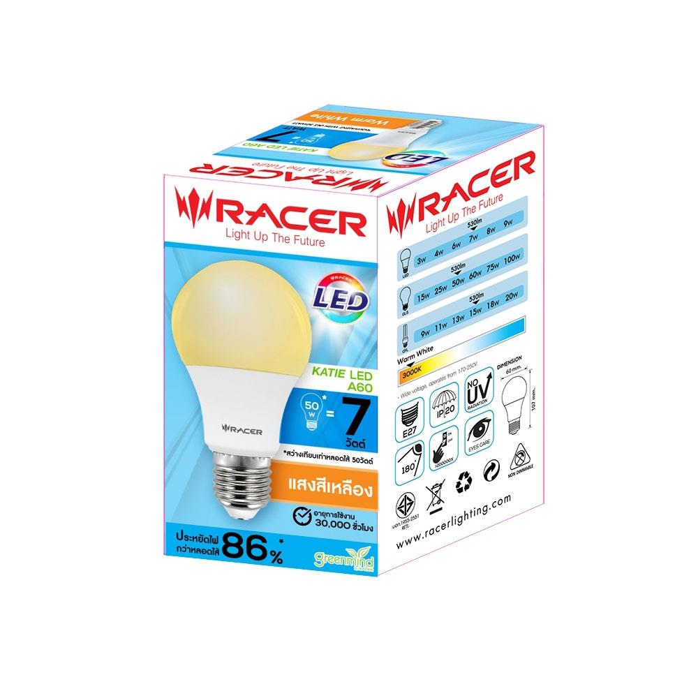 หลอด LED RACER KATIE LED A60 7W E27 WARMWHITE
