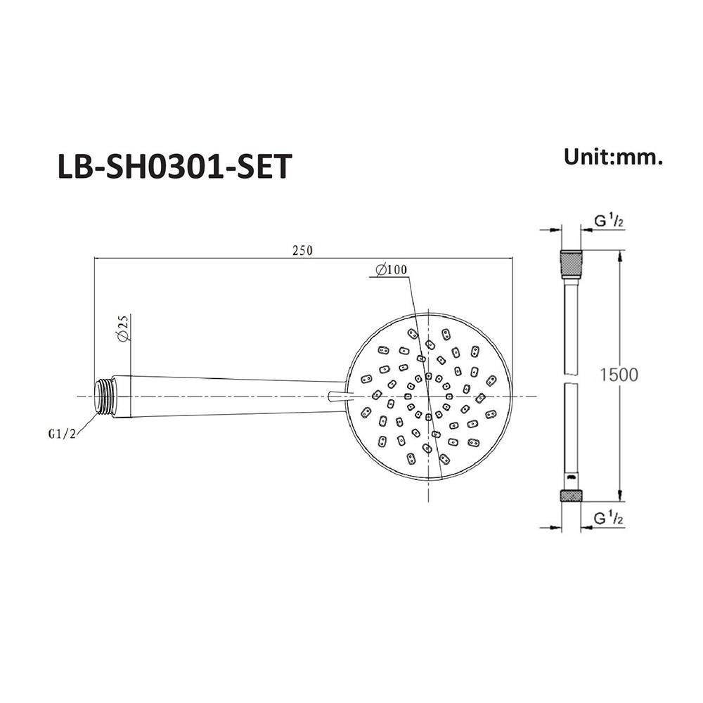 ฝักบัวสายอ่อน LB-SH0301-SET สีโครม