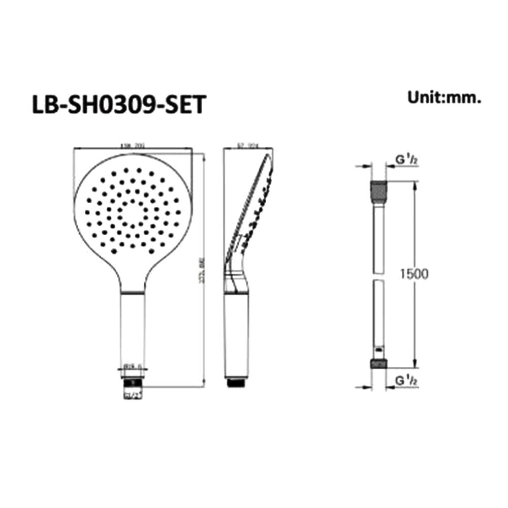 ฝักบัวสายอ่อนครบชุด LABELLE LB-SH0309 สีขาว/สีโครม