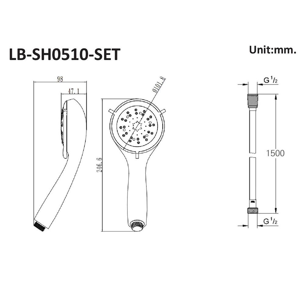 ชุดฝักบัวสายอ่อน LABELLE LB-SH0510-SET สีโครม