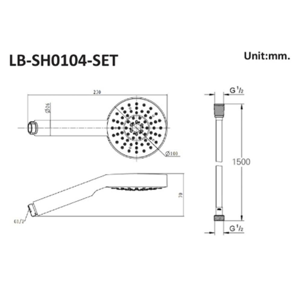 ฝักบัวสายอ่อน LABELLE LB-SH0104-SET สีโครม