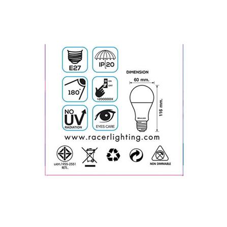 หลอด LED RACER KATIE LED A60 12W E27 DAYLIGHT_4