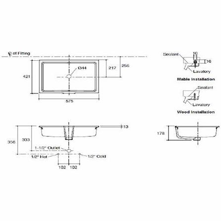 UNDERCOUNTER WASHBASIN KOHLER K-2889X WHITE
